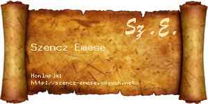 Szencz Emese névjegykártya